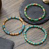 Handmade Natural Stone Wood Chip Coconut Shell Elastic Beaded Bracelet Geometric Style Unisex