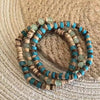 Handmade Natural Stone Wood Chip Coconut Shell Elastic Beaded Bracelet Geometric Style Unisex