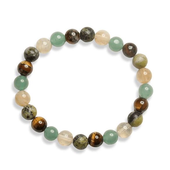 Handmade Natural Tiger Eye Stone Beaded Bracelet Geometric Style Unisex
