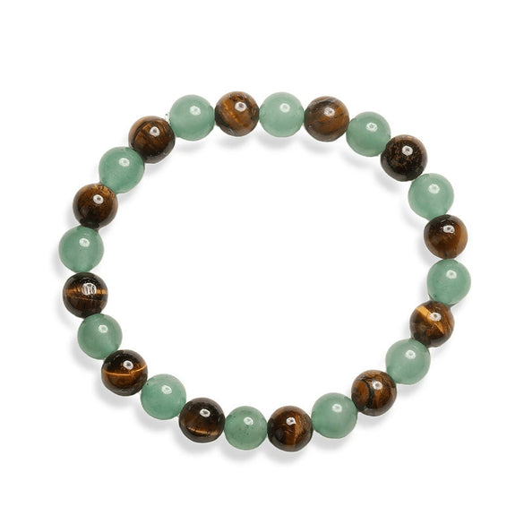 Handmade Natural Tiger Eye Stone Beaded Bracelet Geometric Style Unisex