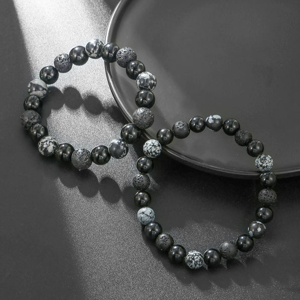 Handmade Natural Volcanic Stone Beads Bracelet Unisex Retro Style