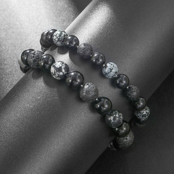 Handmade Natural Volcanic Stone Beads Bracelet Unisex Retro Style