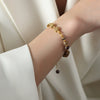Handmade Niche Brass Freshwater Pearl Natural Stone Black Agate Geometric Bracelet For Unisex
