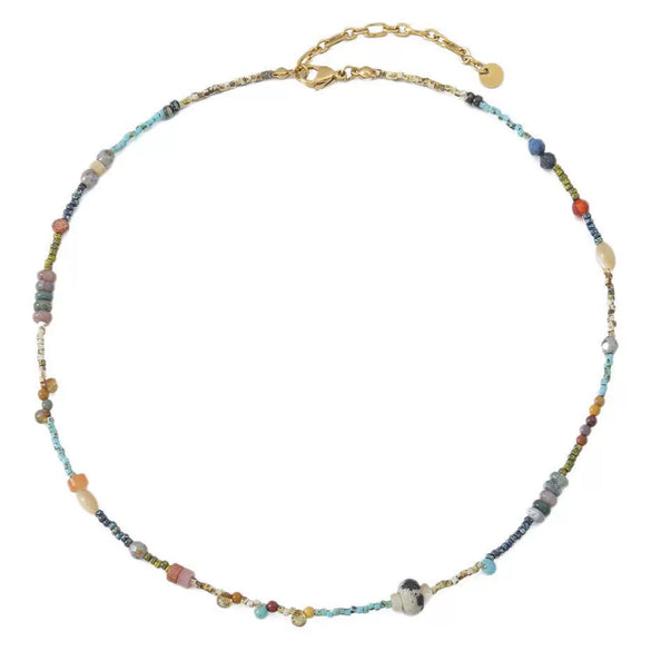 Handmade Niche Geometric Spotted Stone Shell Egg Yolk Stainless Steel Copper Clavicle Chain Necklace