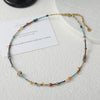 Handmade Niche Geometric Spotted Stone Shell Egg Yolk Stainless Steel Copper Clavicle Chain Necklace