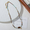 Handmade Niche Geometric Spotted Stone Shell Egg Yolk Stainless Steel Copper Clavicle Chain Necklace