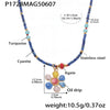 Handmade Oil Drop Flower Agate Abacus Beaded Clavicle Necklace For Girls Stainless Steel With Electroplating Geometric Shape