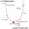 Handmade Oil Drop Flower Agate Abacus Beaded Clavicle Necklace For Girls Stainless Steel With Electroplating Geometric Shape