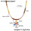 Handmade Oil Drop Flower Agate Abacus Beaded Clavicle Necklace For Girls Stainless Steel With Electroplating Geometric Shape