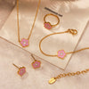 Handmade Oildropped Zircon Small Flower Stainless Steel Jewelry Set For Kids With Electroplating In Sweet Style