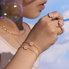 Handmade Oildropped Zircon Small Flower Stainless Steel Jewelry Set For Kids With Electroplating In Sweet Style