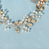 Handmade Pearl And Golden Leaf Bridal Hair Comb For Women Electroplated Wedding Headwear