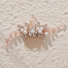 Handmade Pearl Crystal Alloy Hair Comb Bridal Hair Accessory With Leaf Design For Wedding And Cheongsam Styling
