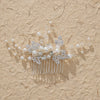 Handmade Pearl Crystal Alloy Hair Comb Bridal Hair Accessory With Leaf Design For Wedding And Cheongsam Styling