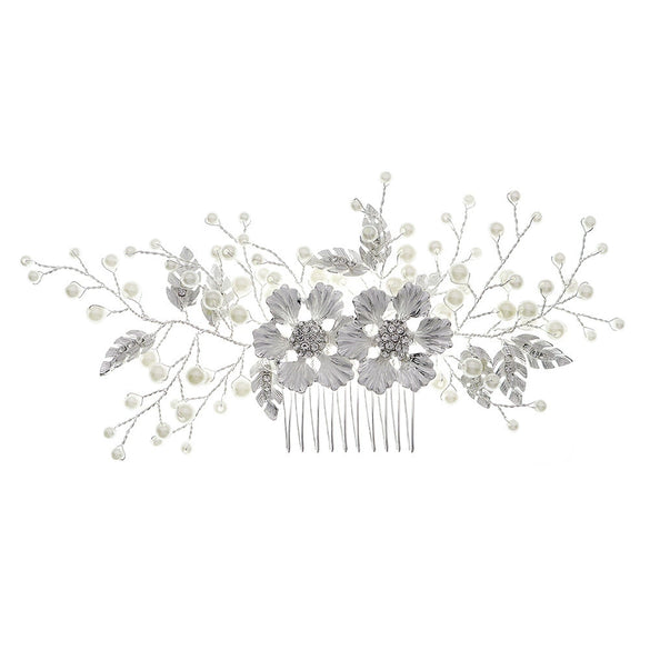 Handmade Pearl Flower Bridal Hair Comb Retro Elegant Wedding Hair Accessory For Women