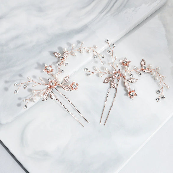 Handmade Pearl Flower Bridal Hairpin Ancient Style Alloy Hair Twister Elegant Headwear Hair Accessory
