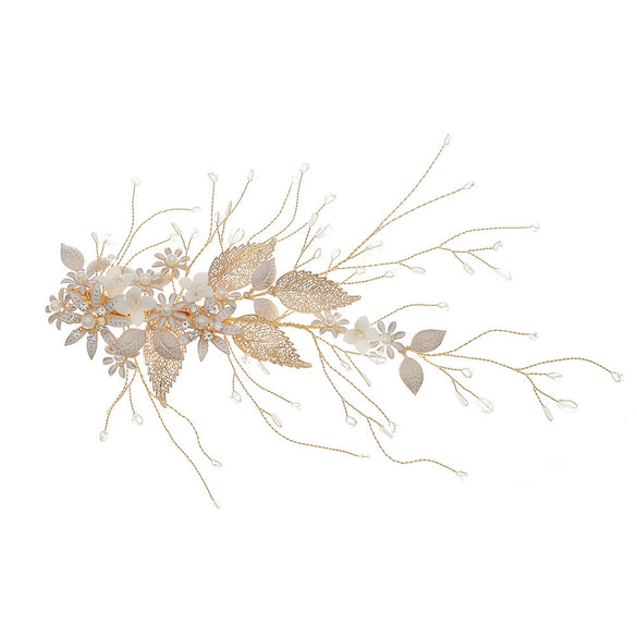 Handmade Pearl Flower Duckbill Hair Clip With Diamond Embellishment Elegant Bridal Headwear For Women Wedding Dinner And Dress Accessories