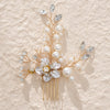 Handmade Pearl Hair Comb Alloy Rhinestone Flower Hair Accessory For Women And Children Electroplated Performance Headpiece