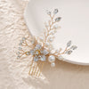 Handmade Pearl Hair Comb Alloy Rhinestone Flower Hair Accessory For Women And Children Electroplated Performance Headpiece