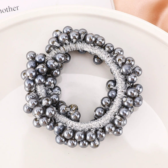 Handmade Pearl Hair Tie Bracelet Colorful Ponytail Holder And Dualpurpose Hair Accessory