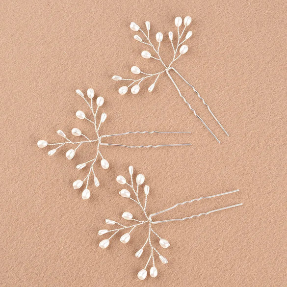 Handmade Pearl Hairpin Bridal Simple Beautiful Daily Hair Accessories Hairpin Handmade Beaded Pearl Gold Silver Hair Accessories