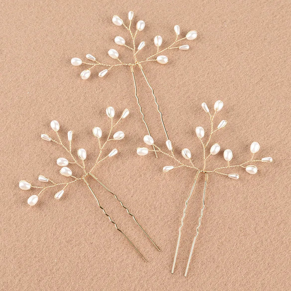 Handmade Pearl Hairpin Bridal Simple Beautiful Daily Hair Accessories Hairpin Handmade Beaded Pearl Gold Silver Hair Accessories
