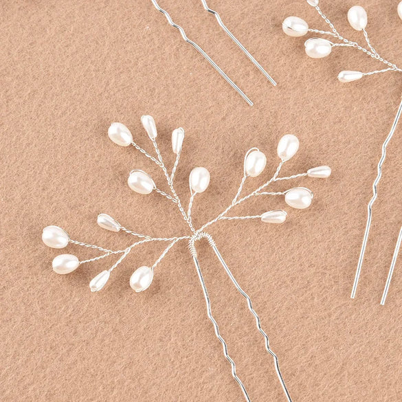 Handmade Pearl Hairpin Bridal Simple Beautiful Daily Hair Accessories Hairpin Handmade Beaded Pearl Gold Silver Hair Accessories