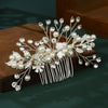 Handmade Pearl Rhinestone Alloy Flower Hair Comb Bridal Headdress Wedding Hair Accessory For Women