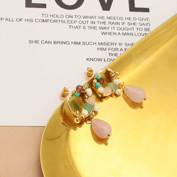 Handmade Pearl Water Drop Geometric Earrings For Women