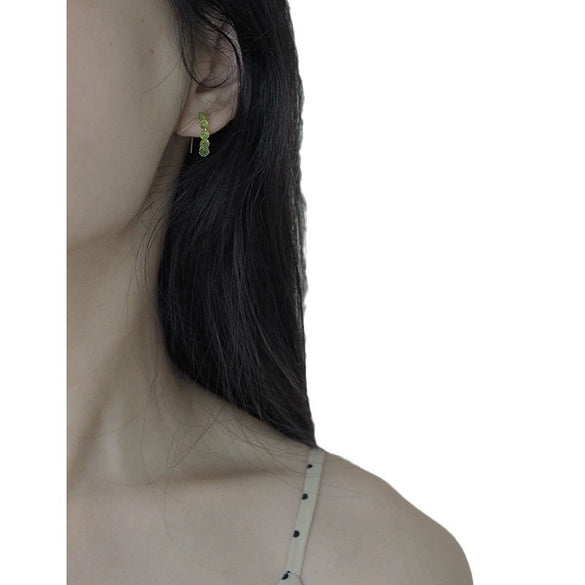 Handmade Peridot Dangle Earrings 14K Gold Ear Hooks Simple Fresh Elegant Women's Earrings