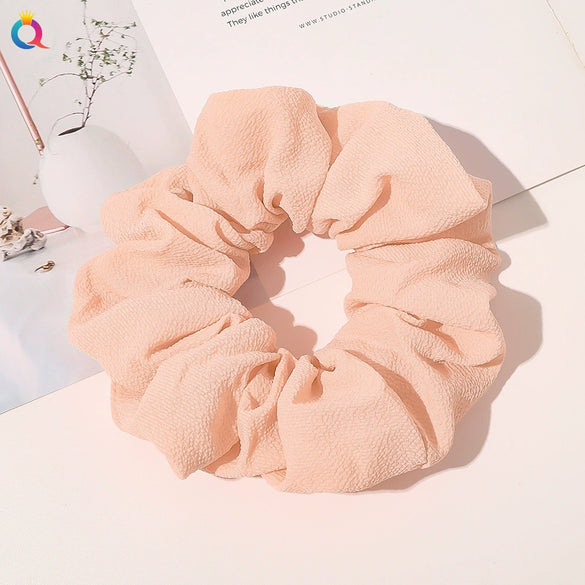 Handmade Plaid Fabric Scrunchie Hair Tie For Women Simple Ponytail Hair Accessory