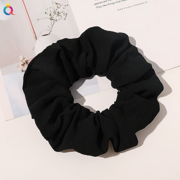 Handmade Plaid Fabric Scrunchie Hair Tie For Women Simple Ponytail Hair Accessory