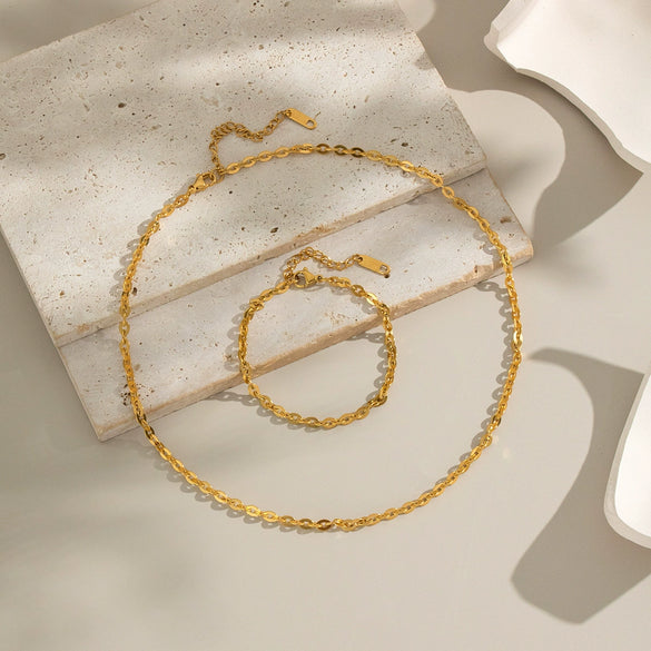 Handmade Plain Stainless Steel Chain Necklace For Girls With Geometric Pattern And Electroplating Process Waterproof Non Fading Environmentally Friendly Jewelry Accessories