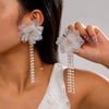 Handmade Plastic And Resin Flower Long Tassel Imitation Pearl Earrings For Women