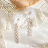 Handmade Plastic And Resin Flower Long Tassel Imitation Pearl Earrings For Women