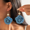 Handmade Plastic And Resin Flower Long Tassel Imitation Pearl Earrings For Women