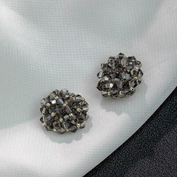 Handmade Plastic Resin Pearl Crystal Flower Earrings And Headwear Accessories
