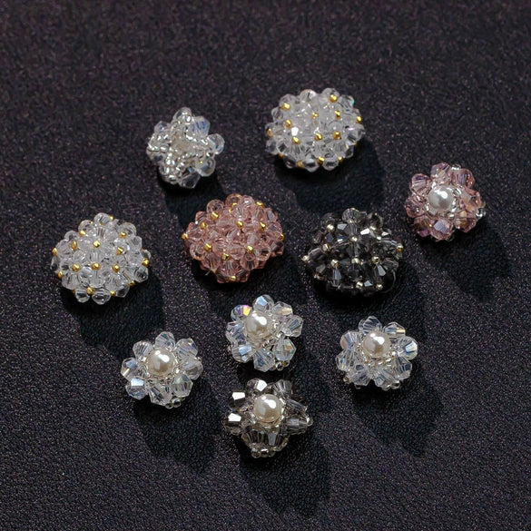 Handmade Plastic Resin Pearl Crystal Flower Earrings And Headwear Accessories