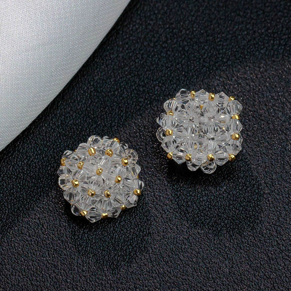 Handmade Plastic Resin Pearl Crystal Flower Earrings And Headwear Accessories