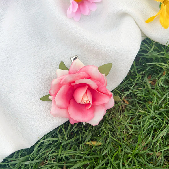 Handmade Plastic Rose Flower Clip Hairpin For Women With Butterfly Fabric Small Fresh Style