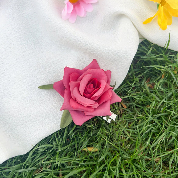 Handmade Plastic Rose Flower Clip Hairpin For Women With Butterfly Fabric Small Fresh Style