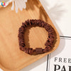 Handmade Pleated Fabric Scrunchie Ponytail Holder With Ball Detail For Women Solid Color Hair Tie