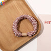 Handmade Pleated Fabric Scrunchie Ponytail Holder With Ball Detail For Women Solid Color Hair Tie