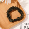 Handmade Pleated Fabric Scrunchie Ponytail Holder With Ball Detail For Women Solid Color Hair Tie