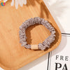 Handmade Pleated Fabric Scrunchie Ponytail Holder With Ball Detail For Women Solid Color Hair Tie