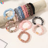 Handmade Pleated Fabric Scrunchie Ponytail Holder With Ball Detail For Women Solid Color Hair Tie