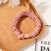 Handmade Pleated Fabric Scrunchie Ponytail Holder With Ball Detail For Women Solid Color Hair Tie