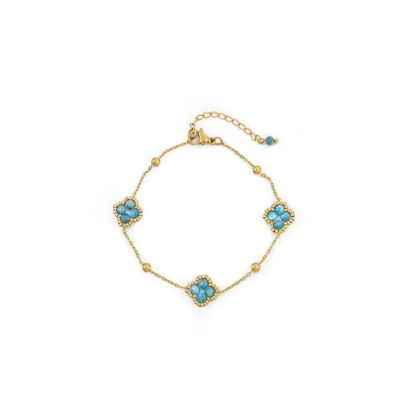 Handmade Plum Blossom Tourmaline Bluegreen Lapis Lazuli African Pine Stainless Steel Copper Pendant Necklace And Bracelet For Women
