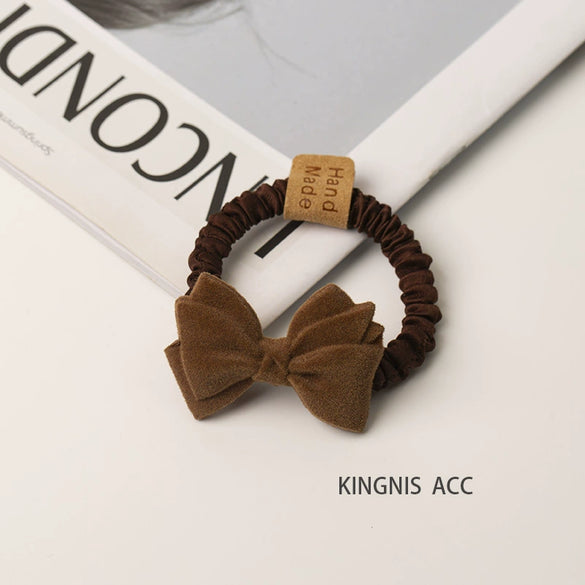 Handmade Plush Bowknot Scrunchie Cloth Hair Ring High Elastic Hair Tie Fashion Headwear For Women