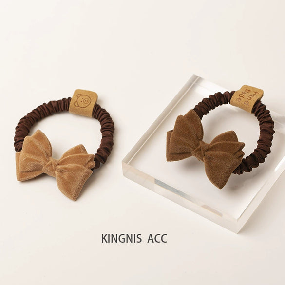 Handmade Plush Bowknot Scrunchie Cloth Hair Ring High Elastic Hair Tie Fashion Headwear For Women